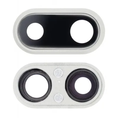 Camera Lens Glass with Frame for Apple iPhone 8 Plus Silver By Sparestream