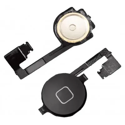 Home Button Complete for Apple iPhone 4 Black - Outer Plastic with Inner Flex by Sparestream